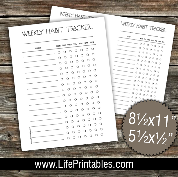 Habit Tracker WEEKLY (Item 223) 2 sizes