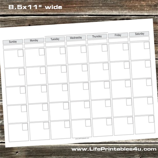 Calendar Style 50 Horizontal 8.5x11"